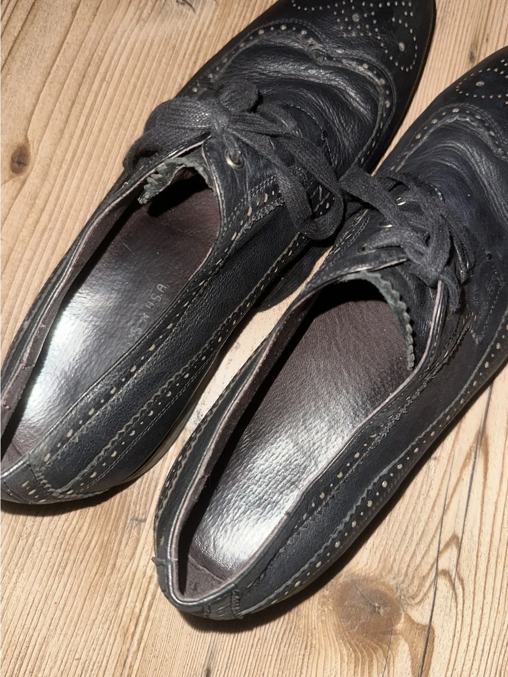 John Varvatos Black Leather Brogue Derbys